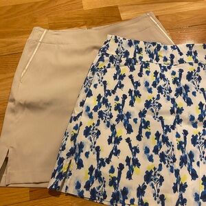 Lady Hagen Blue Floral and Beige Golf Skirt Set